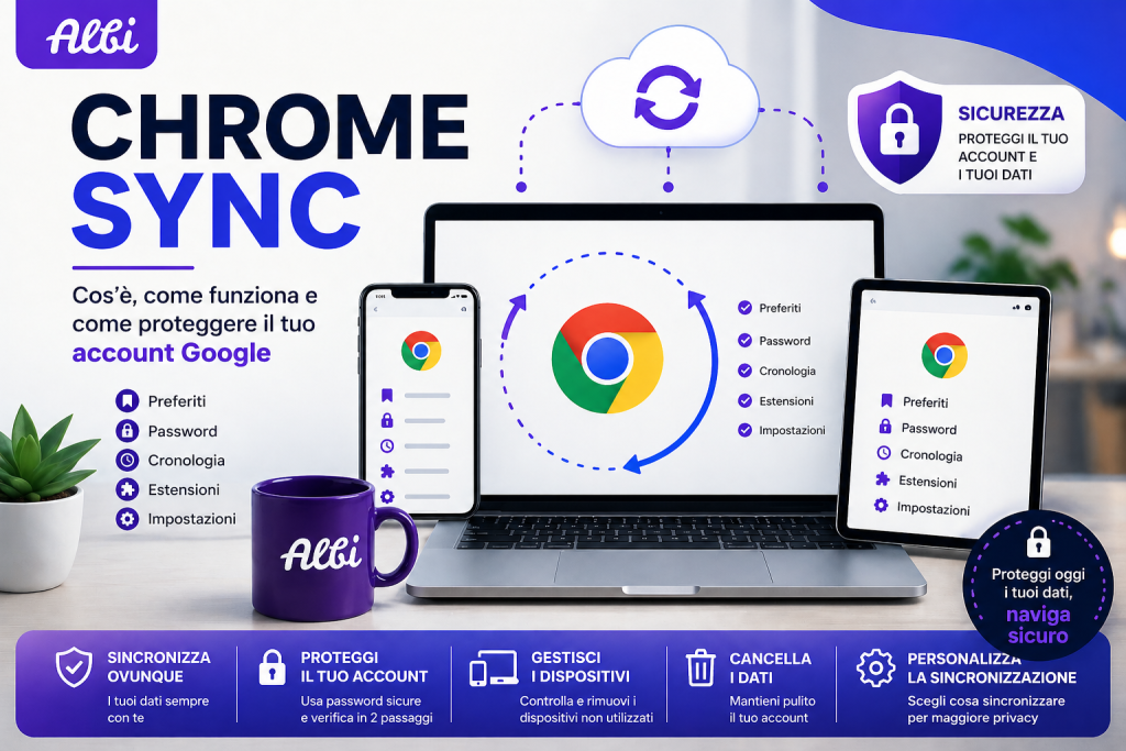 schermata sincronizzazione Chrome account Google